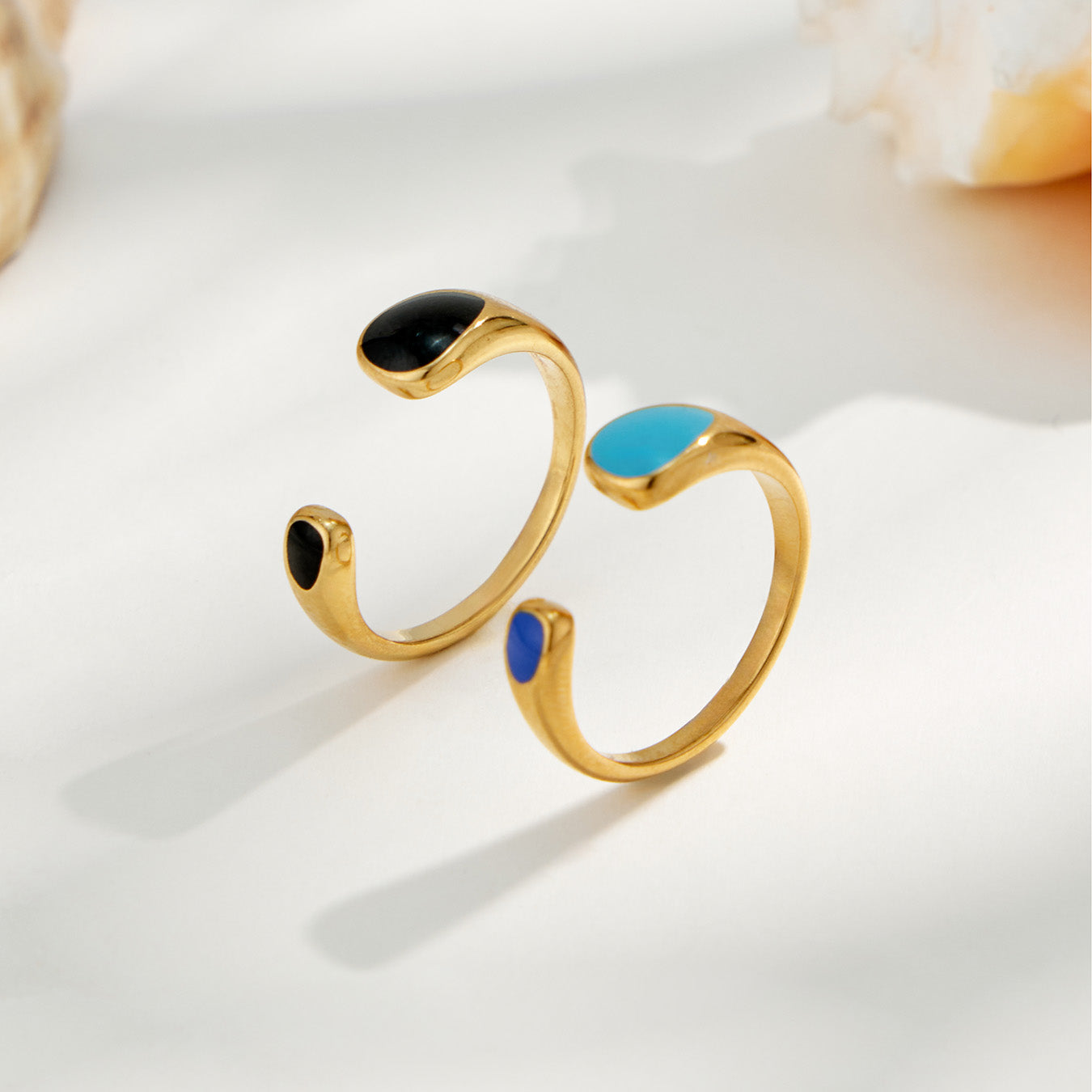 Product card showing size and style details of a gold pavé cubic zirconia 316L stainless steel open ring