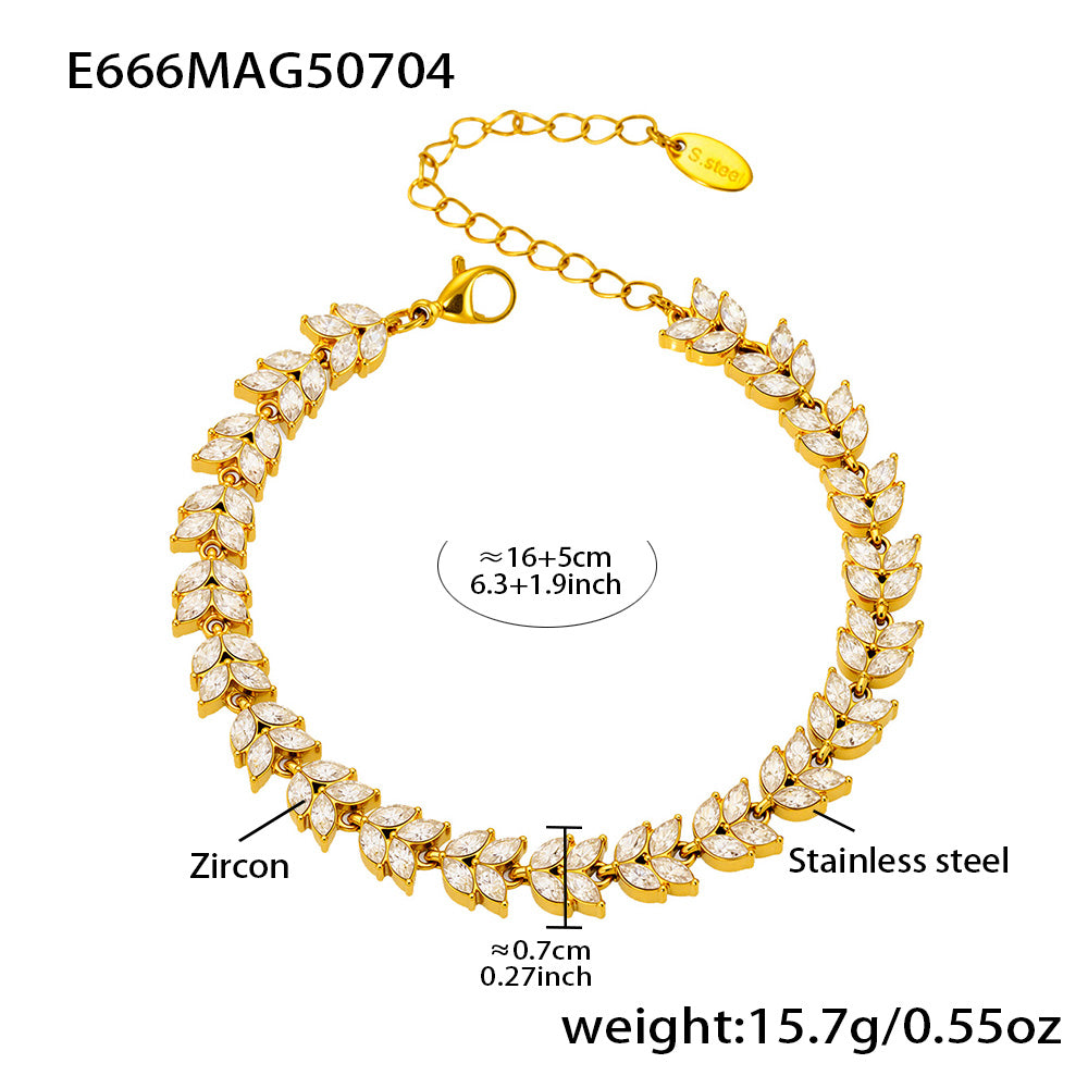 Gold pavé zircon tennis bracelet length, width and weight specifications