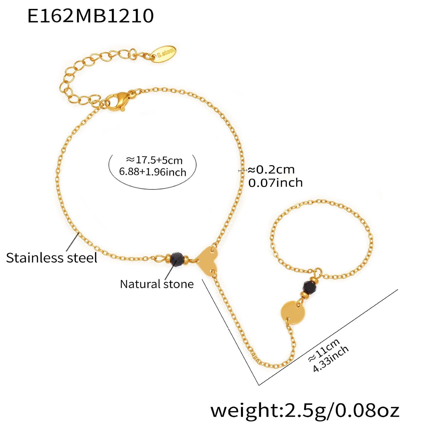 Gold 316L stainless steel pearl bracelet with cubic zirconia teddy bear charm detail