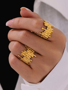 316L Stainless Steel Mixed Metal Irregular Geometric Open Ring | Melted Lava Statement Jewelry
