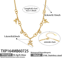 Gold reindeer zircon necklace chain length, pendant dimensions and specification guide