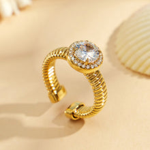 316L Stainless Steel 5A Zircon Geometric Open Ring Collection