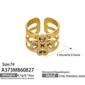 Floral CZ Gold Open Ring / Size 7