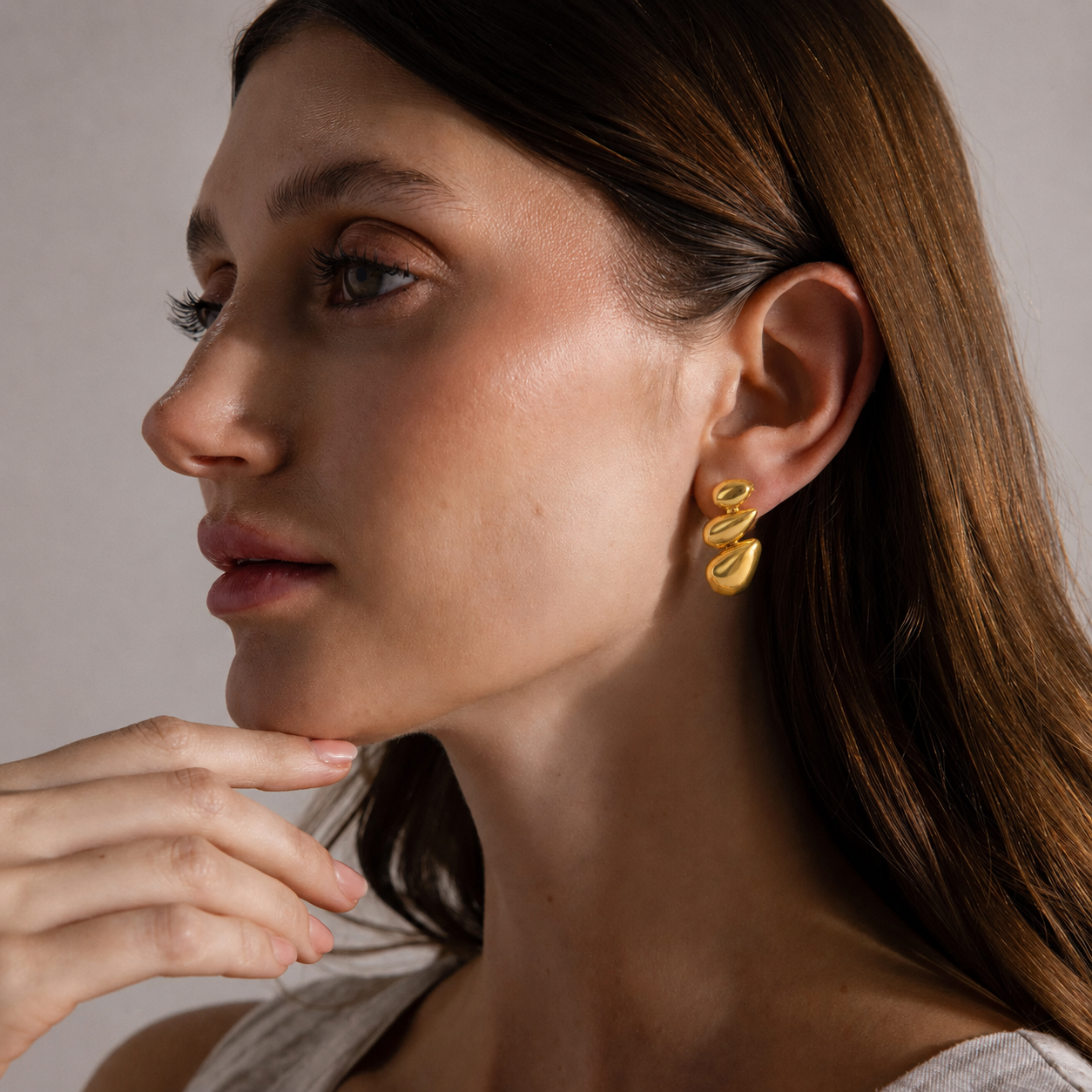 18K Gold Plated Copper Teardrop Drop Earrings