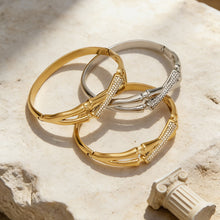 gold silver bamboo 5a zircon stainless steel bracelet set, chic ins style accessory