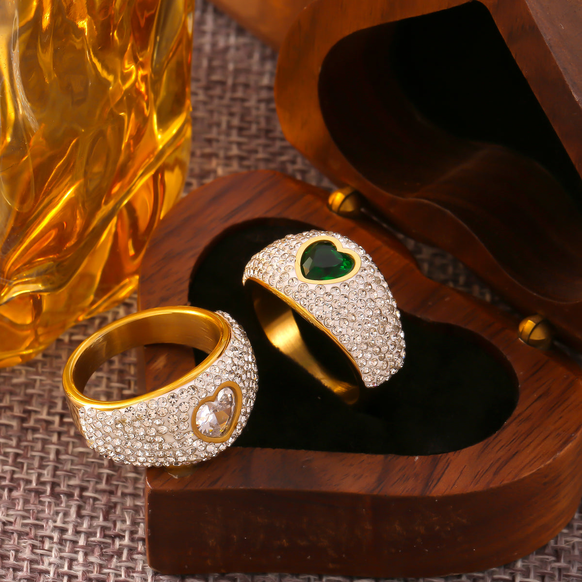 Gold statement ring close-up styling
