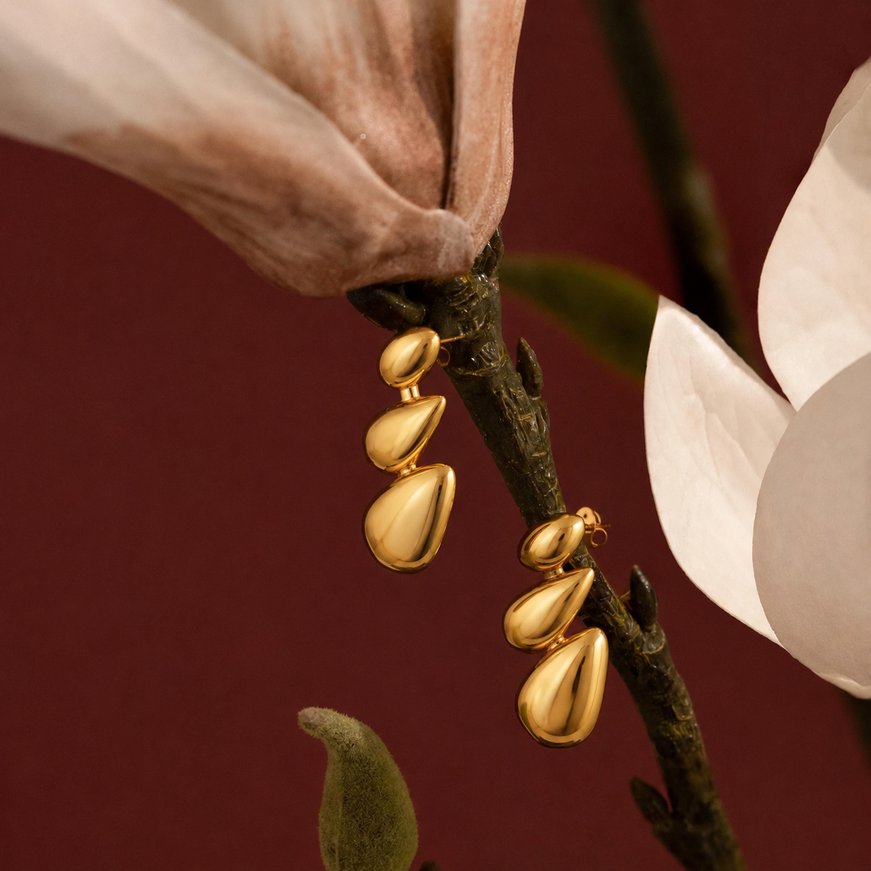 18K Gold Plated Copper Teardrop Drop Earrings