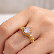316L Stainless Steel 5A Zircon Geometric Open Ring Collection