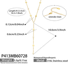 Gold sunflower zircon lariat necklace length, drop dimensions, extender chain and product specifications