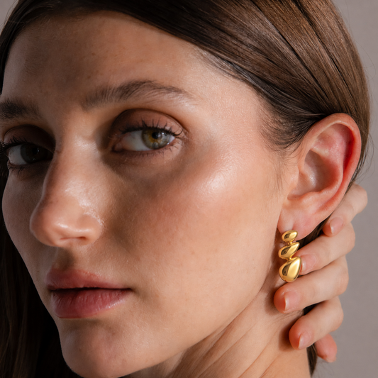 18K Gold Plated Copper Teardrop Drop Earrings
