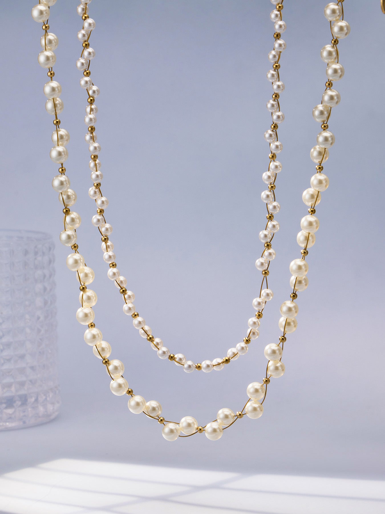 316L Stainless Steel 18K Gold PVD French Style Faux Pearl Necklace