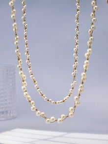 316L Stainless Steel 18K Gold PVD French Style Faux Pearl Necklace