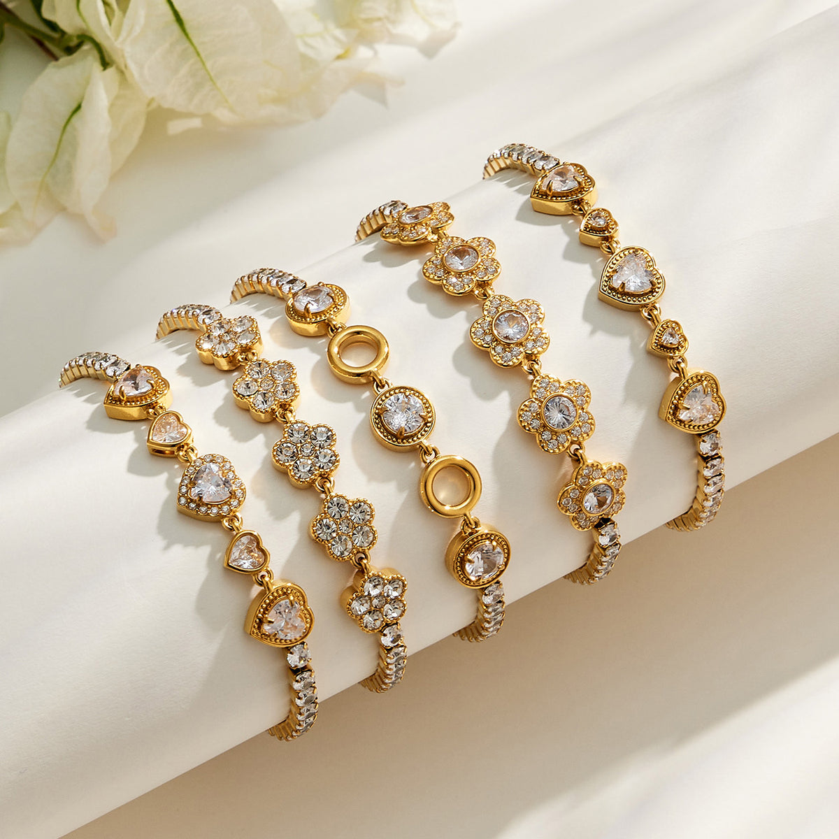 Gold zircon bracelet style assortment