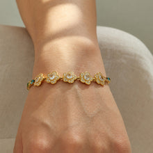 Gold zircon chain bracelet worn on wrist