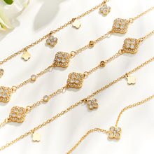Gold zircon flower chain jewelry details