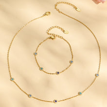 316L Stainless Steel 18K Gold PVD Colorful Zircon Pendant Necklace Set | Waterproof Hypoallergenic Jewelry for Women