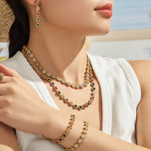 Gold zircon necklace layered styling