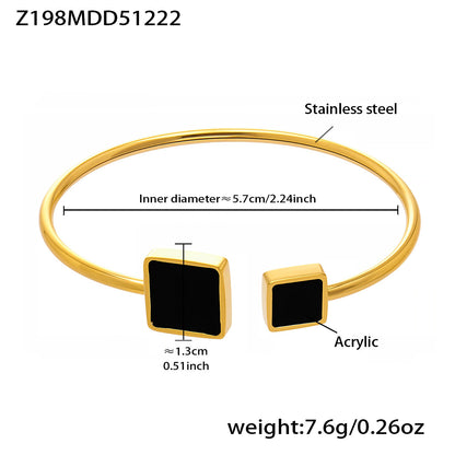 18k gold stainless steel black square bangle (Z198MDD51222), inner diameter 5.7cm, weight 7.6g