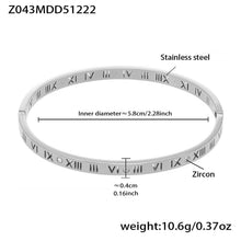 stainless steel roman numeral bangle (Z043MDD51222), inner diameter 5.8cm, weight 10.6g