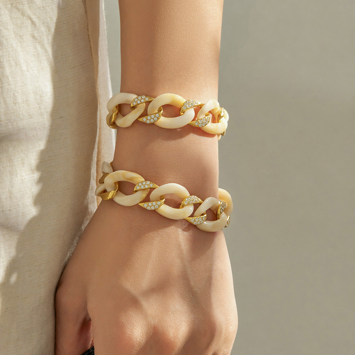 316L Stainless Steel 18K PVD Gold Gradient Resin Bracelet made with 316L stainless steel and 18K PVD gold finish for wholesale jewelry buyers - image 10