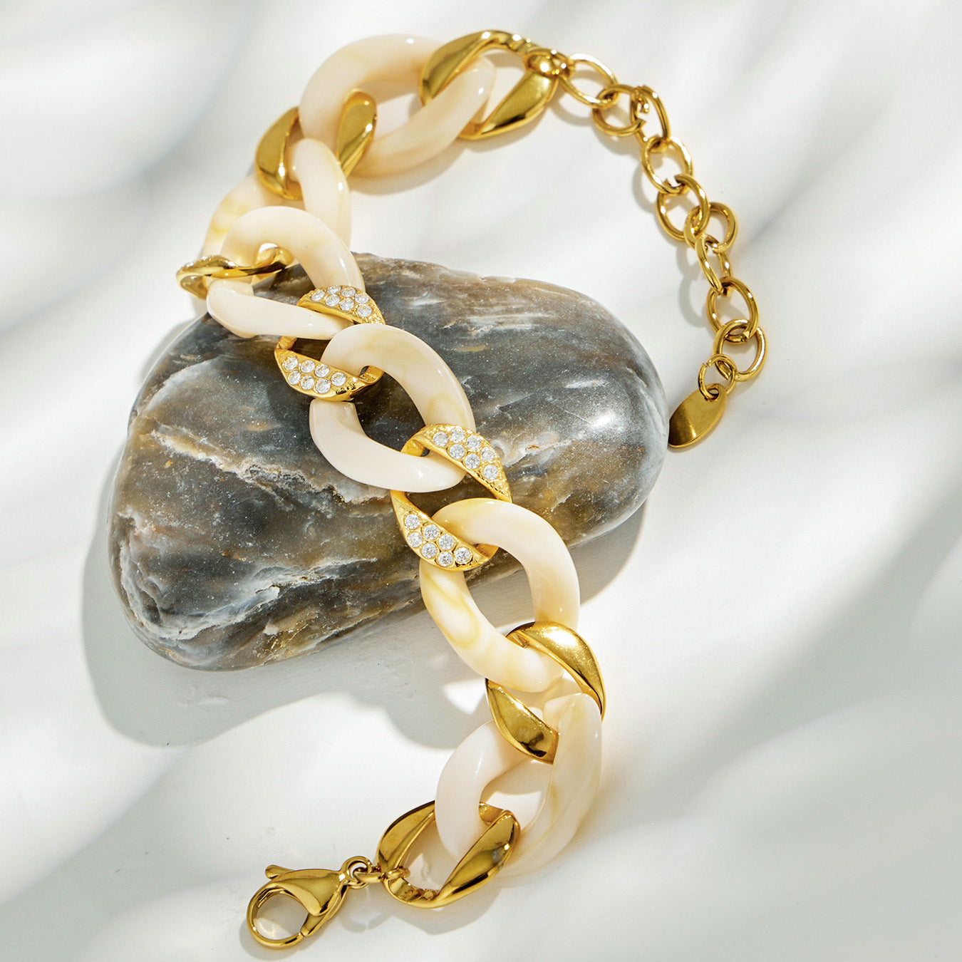316L Stainless Steel 18K PVD Gold Gradient Resin Bracelet made with 316L stainless steel and 18K PVD gold finish for wholesale jewelry buyers - image 7