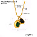 P1238 Green & Black Zircon / Necklace