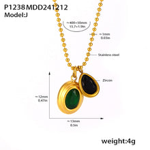 Green and black double zircon pendant necklace dimensions and specification guide