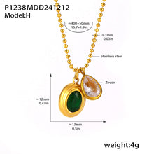 Green and clear double zircon pendant necklace dimensions and specification guide