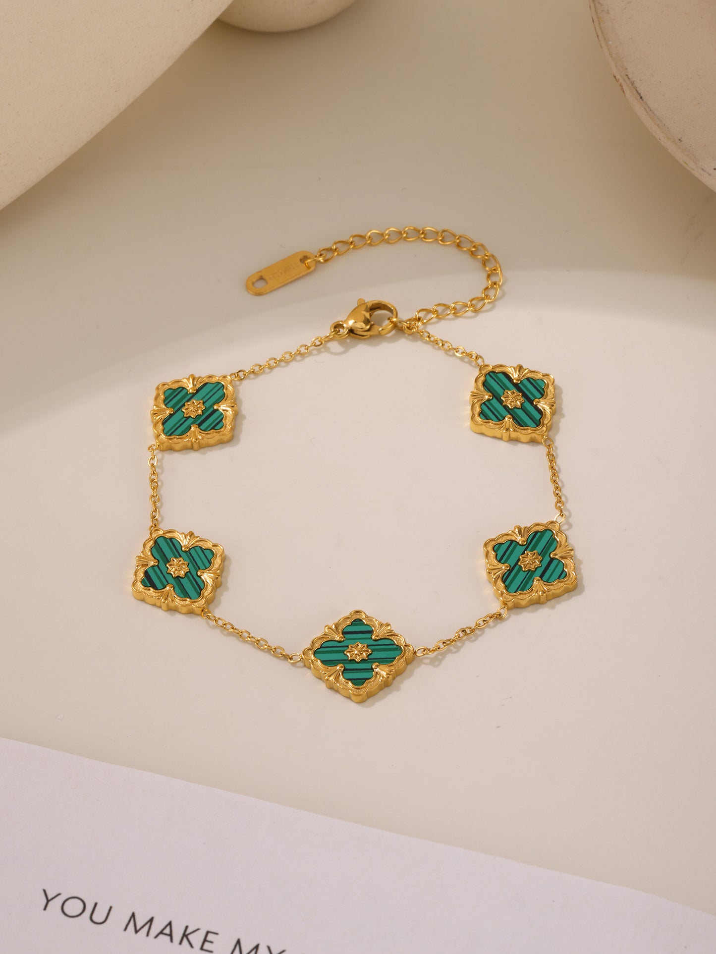 316L Stainless Steel 18K Gold PVD Four-Leaf Clover Flower Jewelry