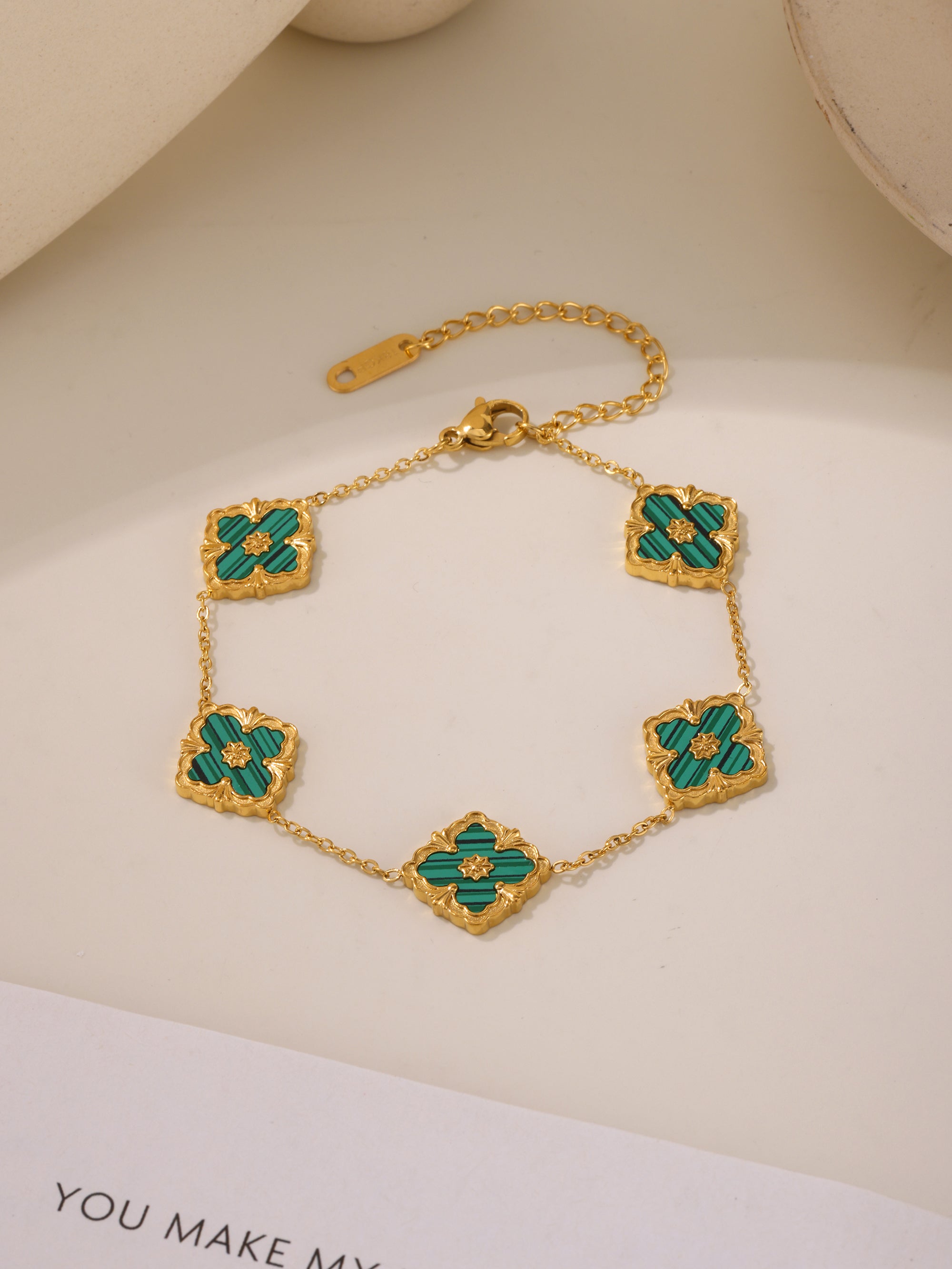 316L Stainless Steel 18K Gold PVD Four-Leaf Clover Flower Jewelry