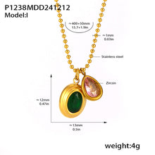 Green and pink double zircon pendant necklace dimensions and specification guide