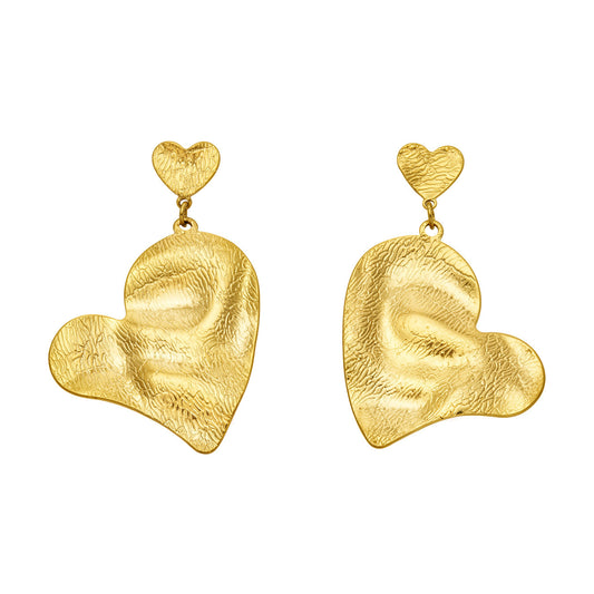 316L Stainless Steel 18K PVD Gold Hammered Heart Earrings made with 316L stainless steel and 18K PVD gold finish for wholesale jewelry buyers - image 5