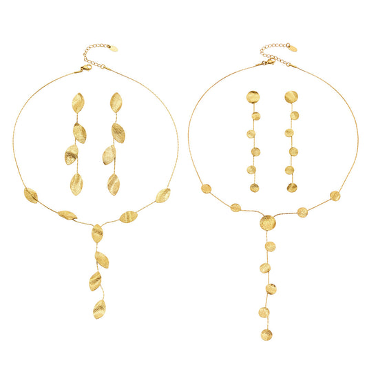 316L Stainless Steel 18K PVD Gold Hammered Leaf Jewelry Set made with 316L stainless steel and 18K PVD gold finish for wholesale jewelry buyers - image 4