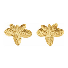 Hammered flower design earrings in stainless steel