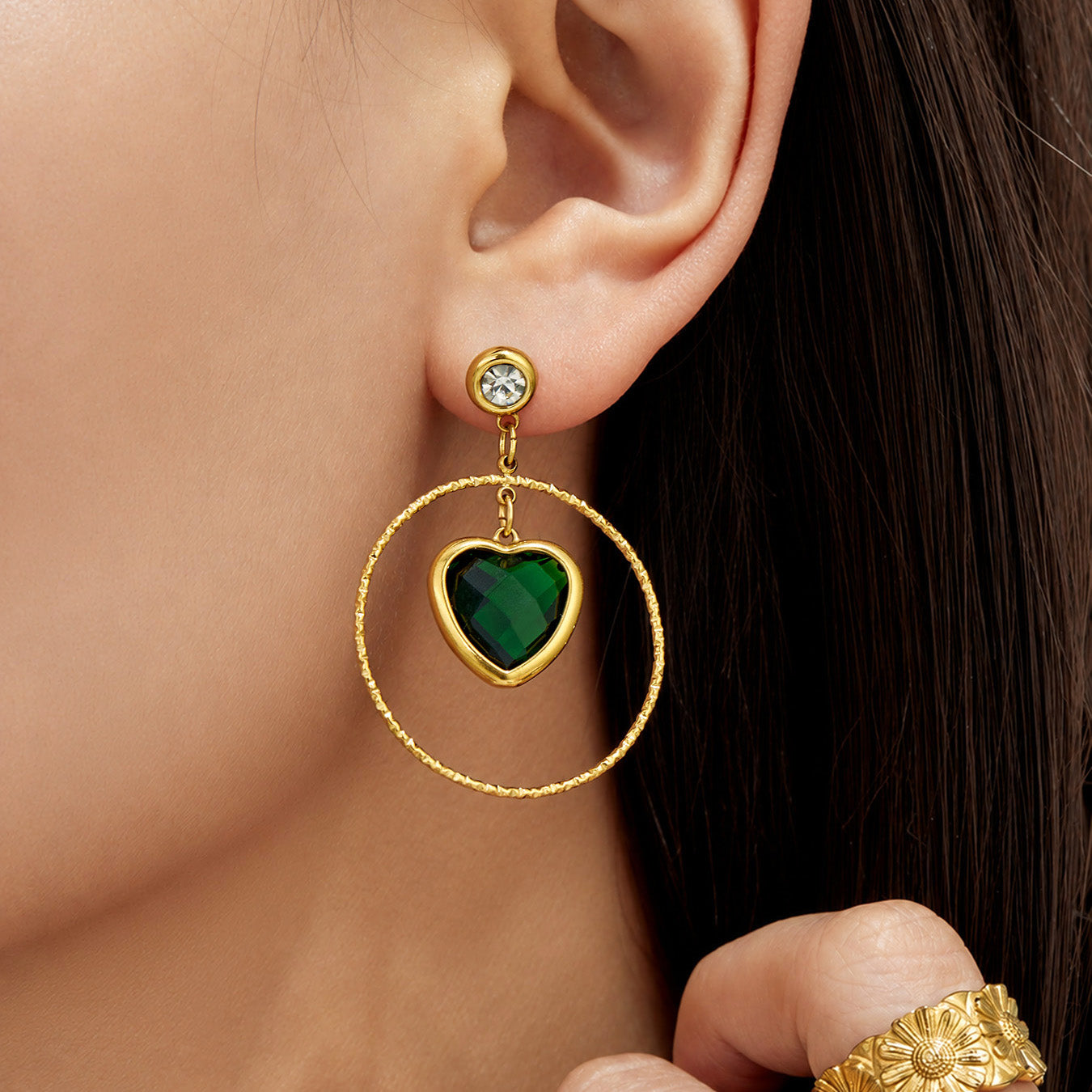 316L Stainless Steel 18K PVD Gold Heart Earring made with 316L stainless steel and 18K PVD gold finish for wholesale jewelry buyers - image 12