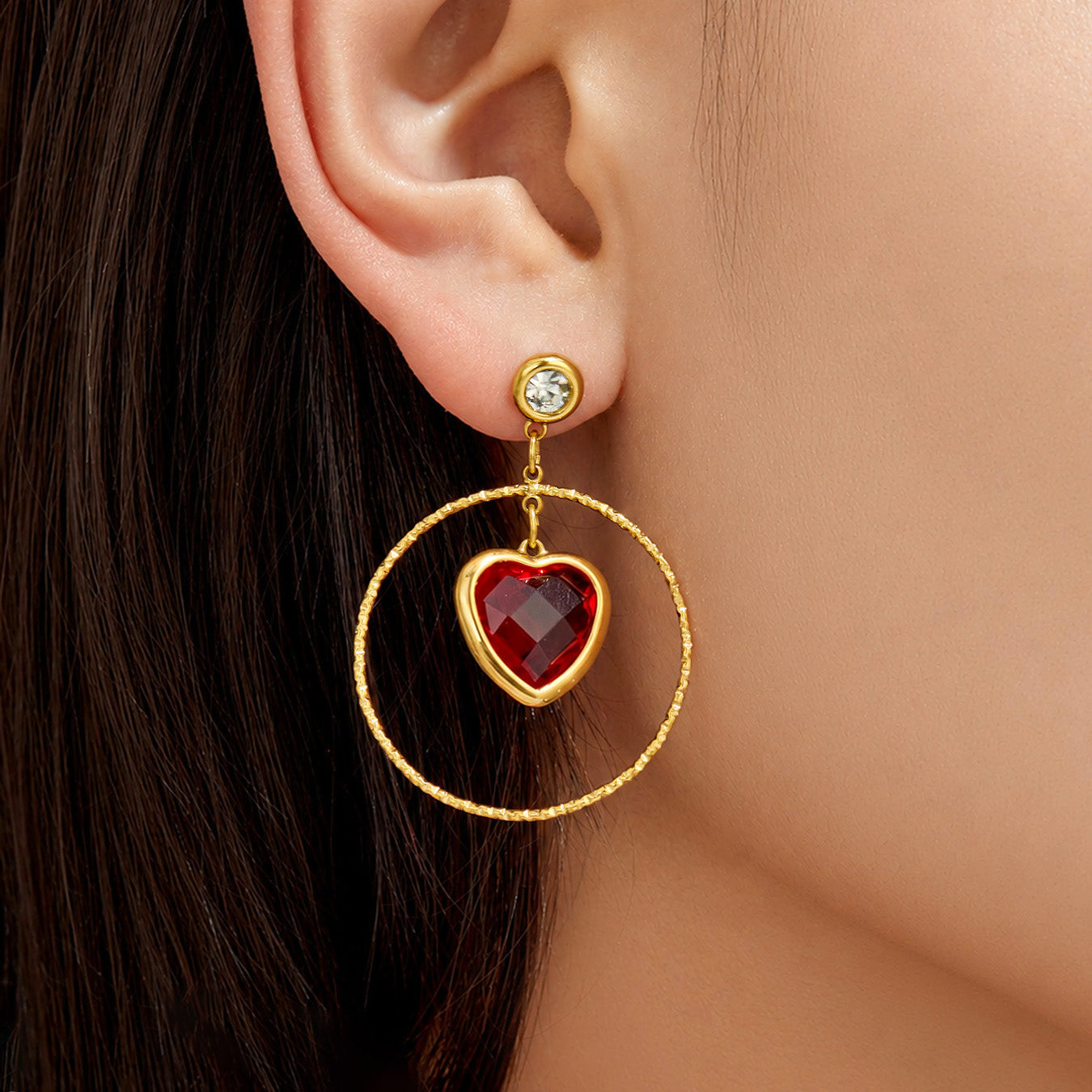 316L Stainless Steel 18K PVD Gold Heart Earring made with 316L stainless steel and 18K PVD gold finish for wholesale jewelry buyers - image 13