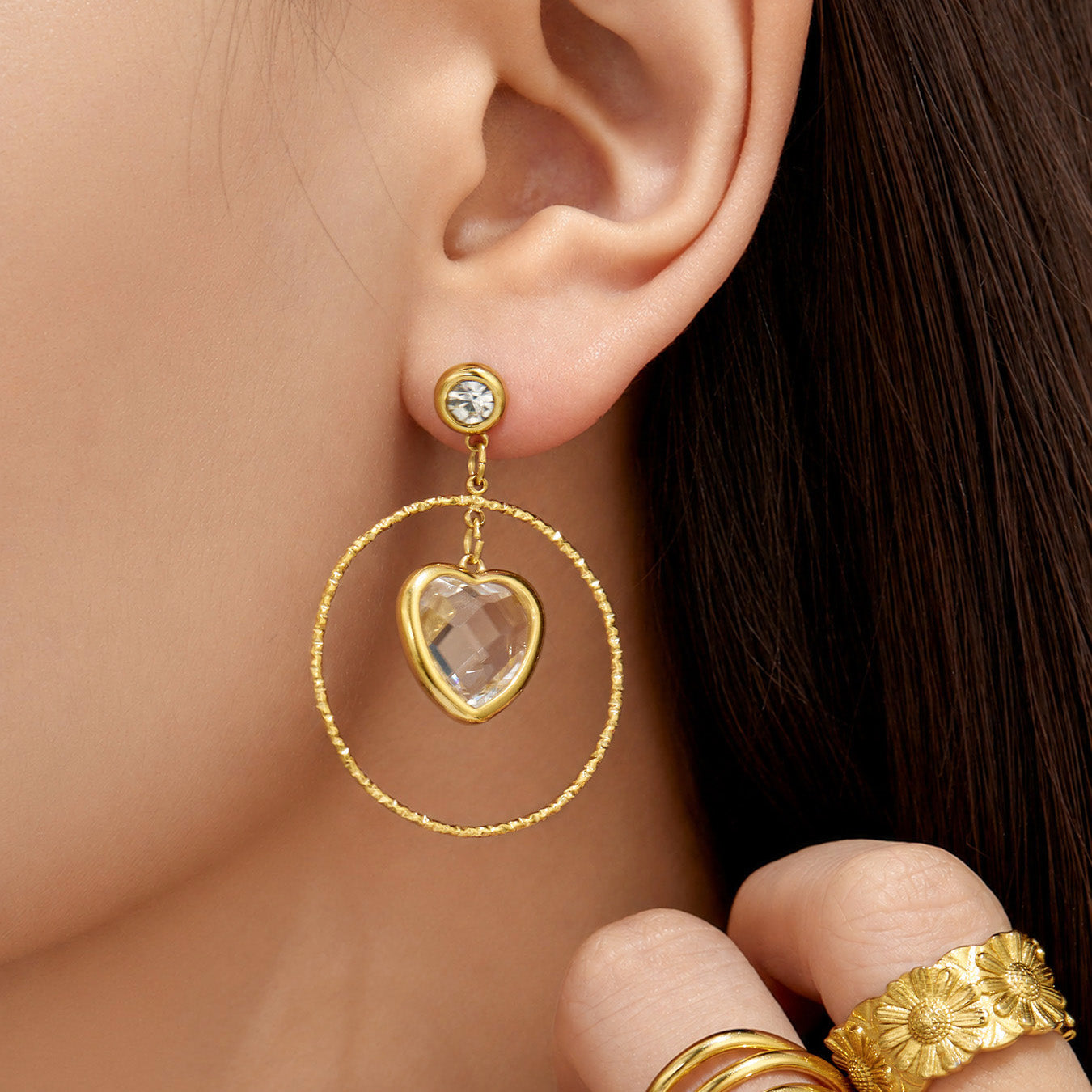 316L Stainless Steel 18K PVD Gold Heart Earring made with 316L stainless steel and 18K PVD gold finish for wholesale jewelry buyers - image 15