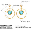 Blue Heart Glass Stone Gold / Earrings