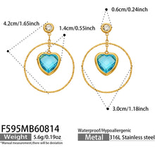 Blue Heart Earring in 316L Stainless Steel