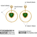 Green Heart Glass Stone Gold / Earrings