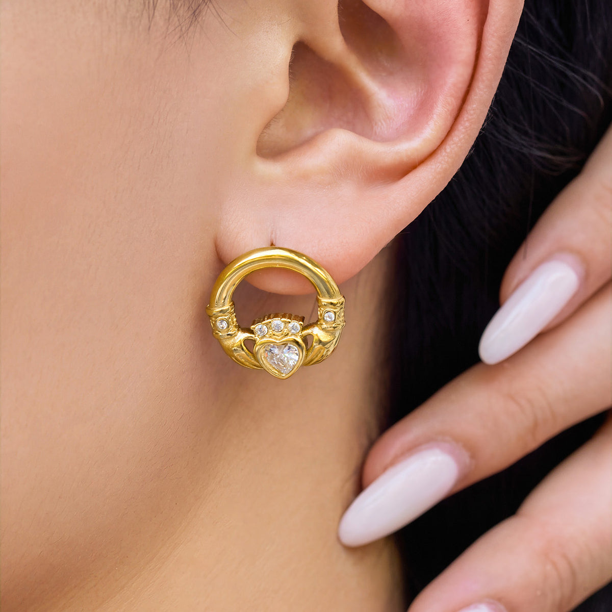 316L Stainless Steel 18K PVD Gold Heart Earrings made with 316L stainless steel and 18K PVD gold finish for wholesale jewelry buyers - image 3
