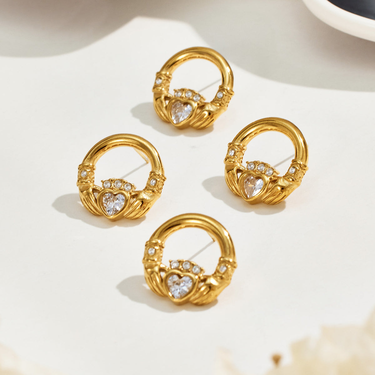 316L Stainless Steel 18K PVD Gold Heart Earrings made with 316L stainless steel and 18K PVD gold finish for wholesale jewelry buyers - image 8