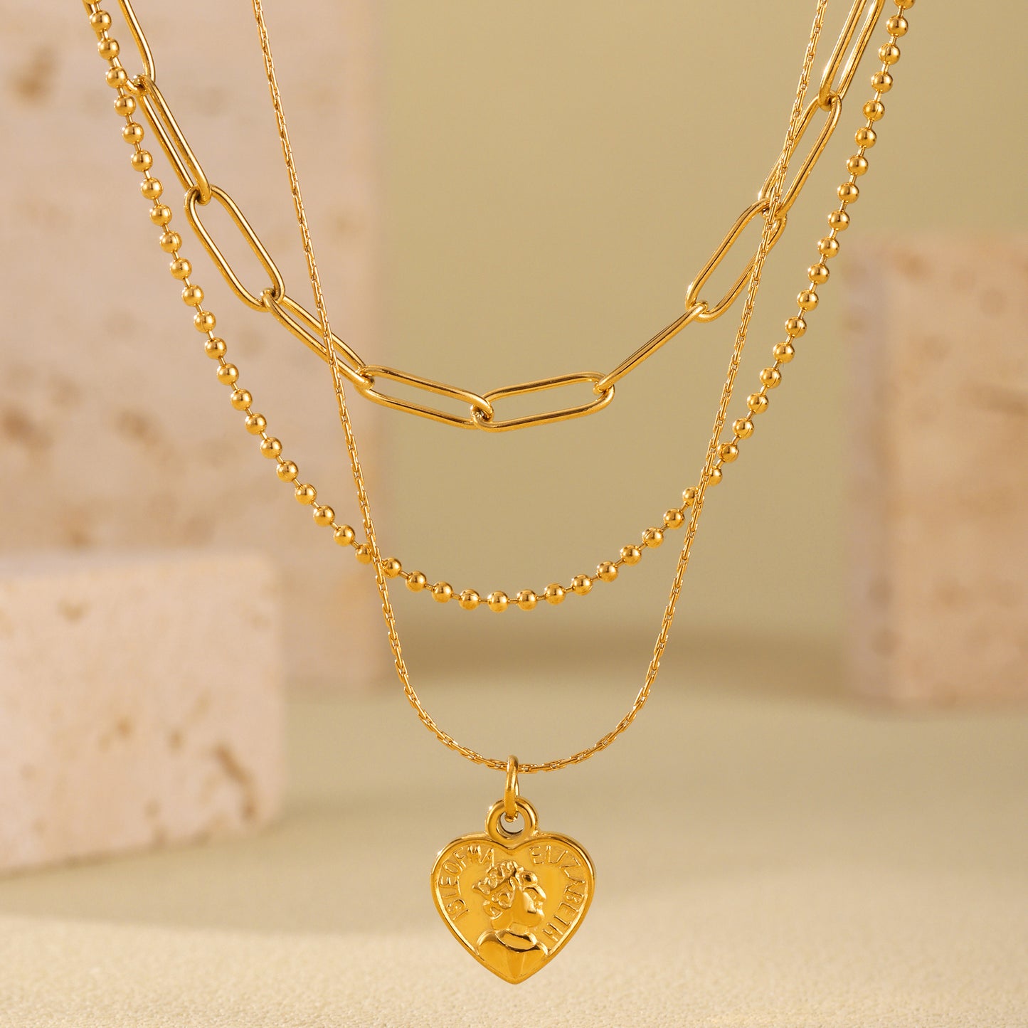 316L Stainless Steel 18K PVD Gold Heart Necklace made with 316L stainless steel and 18K PVD gold finish for wholesale jewelry buyers - image 11