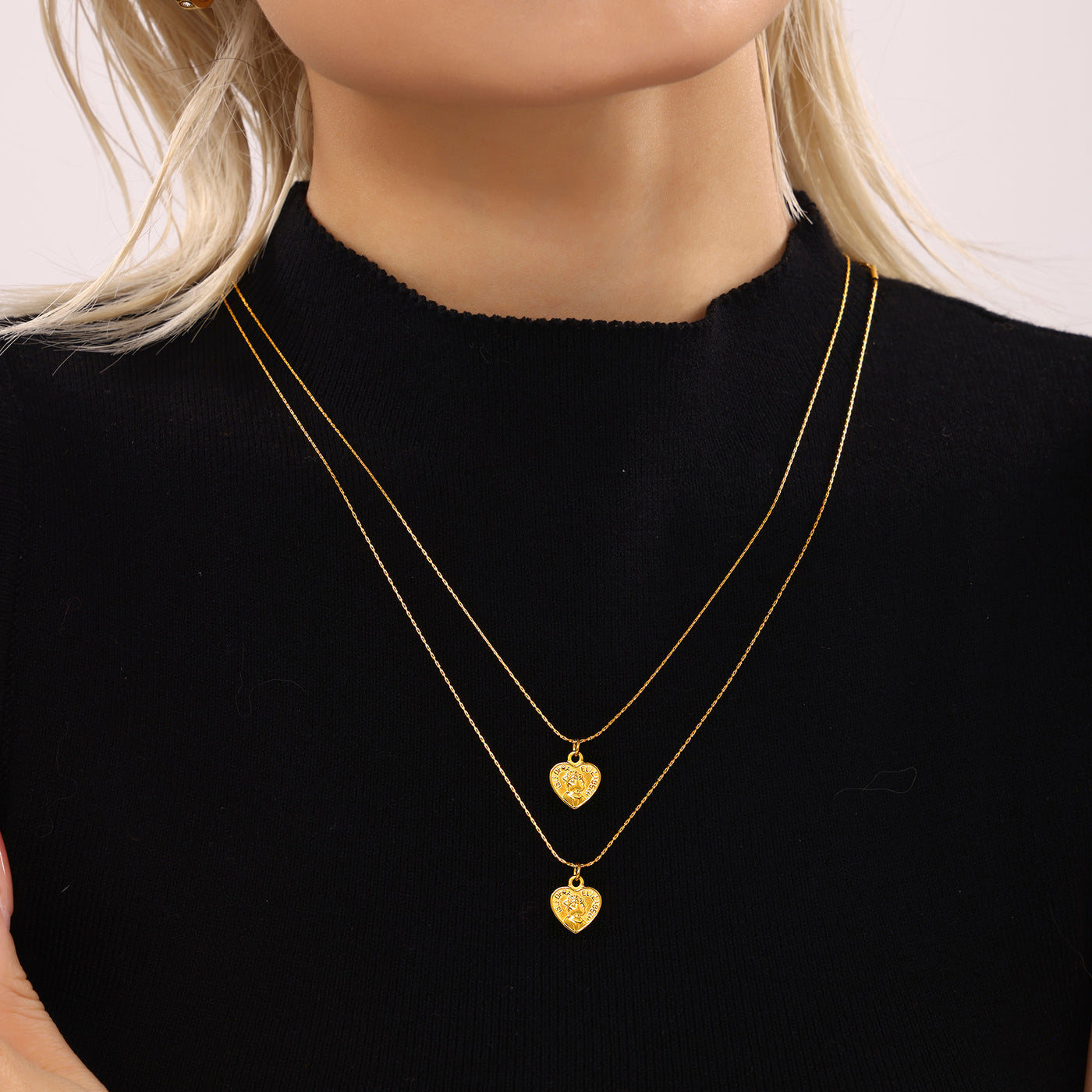 316L Stainless Steel 18K PVD Gold Heart Necklace made with 316L stainless steel and 18K PVD gold finish for wholesale jewelry buyers - image 6