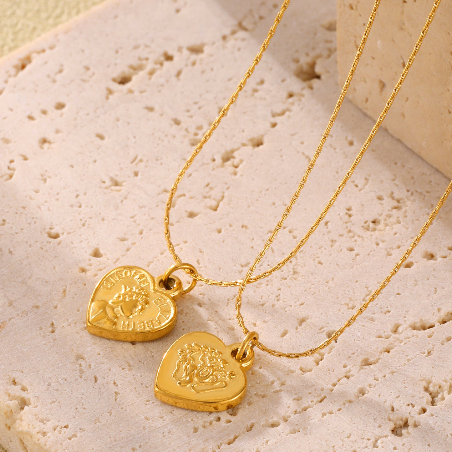 316L Stainless Steel 18K PVD Gold Heart Necklace made with 316L stainless steel and 18K PVD gold finish for wholesale jewelry buyers - image 9