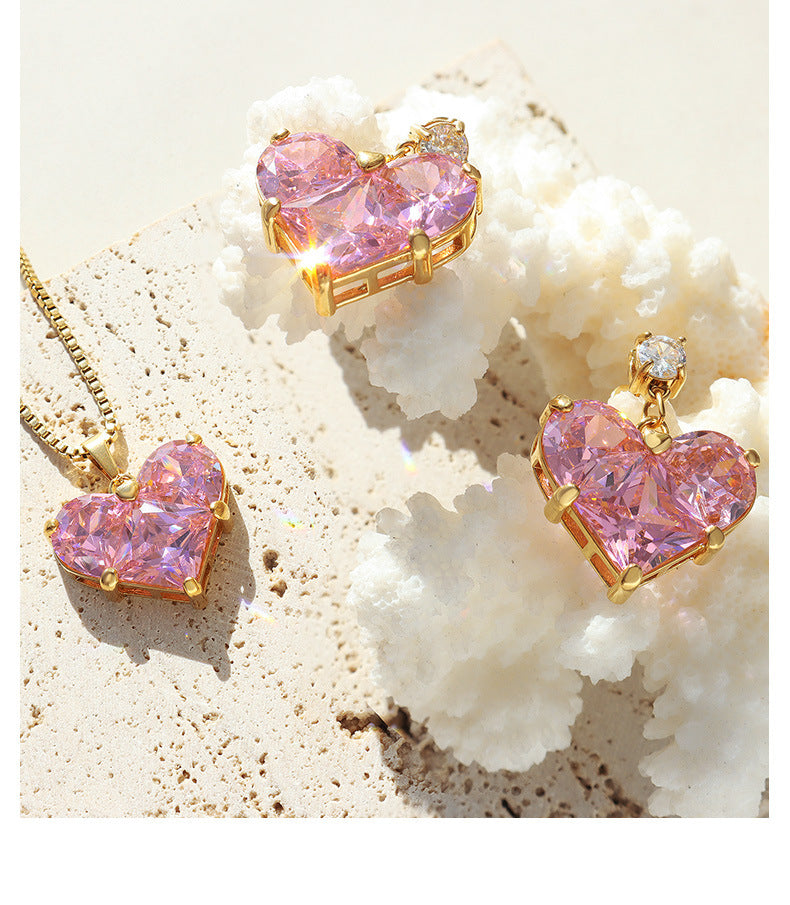 316L Stainless Steel 18K PVD Gold Heart Pendant Necklace and Earrings Set made with 316L stainless steel and 18K PVD gold finish for wholesale jewelry buyers - image 4