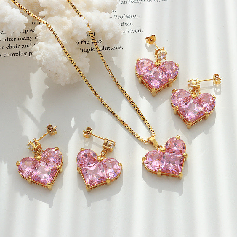 316L Stainless Steel 18K PVD Gold Heart Pendant Necklace and Earrings Set made with 316L stainless steel and 18K PVD gold finish for wholesale jewelry buyers - image 5