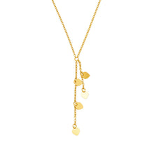 MiduoduoJewelry gold heart tassel Y necklace with multiple dangling heart charms