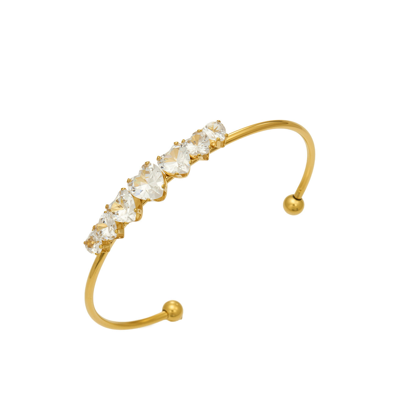 316L Stainless Steel 18K PVD Gold Heart Zircon Bangle made with 316L stainless steel and 18K PVD gold finish for wholesale jewelry buyers - image 10