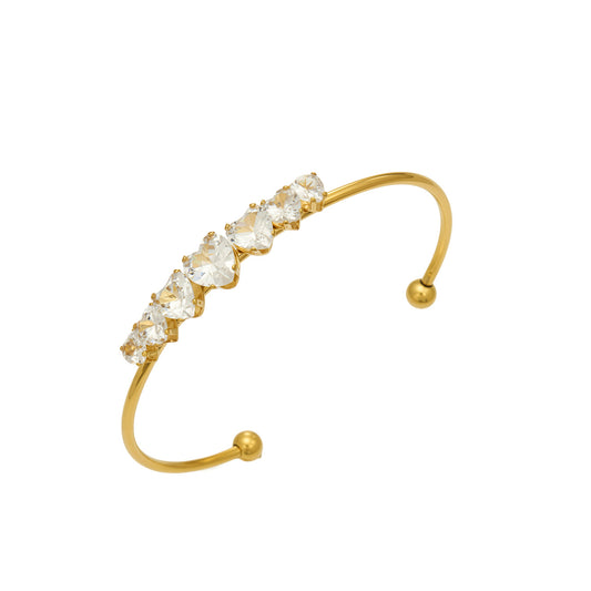 316L Stainless Steel 18K PVD Gold Heart Zircon Bangle made with 316L stainless steel and 18K PVD gold finish for wholesale jewelry buyers - image 10